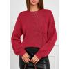 imagePRETTYGARDEN Womens Sweaters 2026 Fall Fashion Long Sleeve Crewneck Floral Knit Pullover Sweater Tops Winter ClothesRed