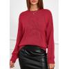 imagePRETTYGARDEN Womens Sweaters 2026 Fall Fashion Long Sleeve Crewneck Floral Knit Pullover Sweater Tops Winter ClothesRed