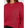 imagePRETTYGARDEN Womens Sweaters 2026 Fall Fashion Long Sleeve Crewneck Floral Knit Pullover Sweater Tops Winter ClothesRed