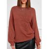 imagePRETTYGARDEN Womens Sweaters 2026 Fall Fashion Long Sleeve Crewneck Floral Knit Pullover Sweater Tops Winter ClothesRed Brown