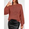 imagePRETTYGARDEN Womens Sweaters 2026 Fall Fashion Long Sleeve Crewneck Floral Knit Pullover Sweater Tops Winter ClothesRed Brown