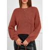 imagePRETTYGARDEN Womens Sweaters 2026 Fall Fashion Long Sleeve Crewneck Floral Knit Pullover Sweater Tops Winter ClothesRed Brown