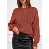 imagePRETTYGARDEN Womens Sweaters 2026 Fall Fashion Long Sleeve Crewneck Floral Knit Pullover Sweater Tops Winter ClothesRed Brown