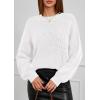 imagePRETTYGARDEN Womens Sweaters 2026 Fall Fashion Long Sleeve Crewneck Floral Knit Pullover Sweater Tops Winter ClothesWhite