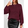 imagePRETTYGARDEN Womens Sweaters 2026 Fall Fashion Long Sleeve Crewneck Floral Knit Pullover Sweater Tops Winter ClothesWine Red