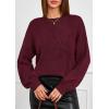 imagePRETTYGARDEN Womens Sweaters 2026 Fall Fashion Long Sleeve Crewneck Floral Knit Pullover Sweater Tops Winter ClothesWine Red