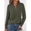 imagePRETTYGARDEN Womens Sweaters Quarter Zip Knit Long Sleeve Business Casual Pullover Tops 2026 Fall Fashion Work OutfitsArmy Green
