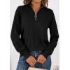 imagePRETTYGARDEN Womens Sweaters Quarter Zip Knit Long Sleeve Business Casual Pullover Tops 2026 Fall Fashion Work OutfitsBlack