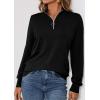 imagePRETTYGARDEN Womens Sweaters Quarter Zip Knit Long Sleeve Business Casual Pullover Tops 2026 Fall Fashion Work OutfitsBlack