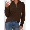 imagePRETTYGARDEN Womens Sweaters Quarter Zip Knit Long Sleeve Business Casual Pullover Tops 2026 Fall Fashion Work OutfitsBrown