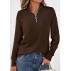 imagePRETTYGARDEN Womens Sweaters Quarter Zip Knit Long Sleeve Business Casual Pullover Tops 2026 Fall Fashion Work OutfitsBrown