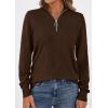 imagePRETTYGARDEN Womens Sweaters Quarter Zip Knit Long Sleeve Business Casual Pullover Tops 2026 Fall Fashion Work OutfitsBrown