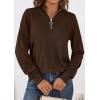 imagePRETTYGARDEN Womens Sweaters Quarter Zip Knit Long Sleeve Business Casual Pullover Tops 2026 Fall Fashion Work OutfitsBrown