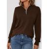 imagePRETTYGARDEN Womens Sweaters Quarter Zip Knit Long Sleeve Business Casual Pullover Tops 2026 Fall Fashion Work OutfitsBrown