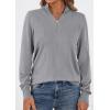 imagePRETTYGARDEN Womens Sweaters Quarter Zip Knit Long Sleeve Business Casual Pullover Tops 2026 Fall Fashion Work OutfitsGrey