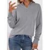 imagePRETTYGARDEN Womens Sweaters Quarter Zip Knit Long Sleeve Business Casual Pullover Tops 2026 Fall Fashion Work OutfitsGrey