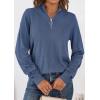 imagePRETTYGARDEN Womens Sweaters Quarter Zip Knit Long Sleeve Business Casual Pullover Tops 2026 Fall Fashion Work OutfitsGrey Blue