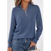 imagePRETTYGARDEN Womens Sweaters Quarter Zip Knit Long Sleeve Business Casual Pullover Tops 2026 Fall Fashion Work OutfitsGrey Blue
