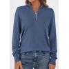 imagePRETTYGARDEN Womens Sweaters Quarter Zip Knit Long Sleeve Business Casual Pullover Tops 2026 Fall Fashion Work OutfitsGrey Blue