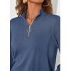 imagePRETTYGARDEN Womens Sweaters Quarter Zip Knit Long Sleeve Business Casual Pullover Tops 2026 Fall Fashion Work OutfitsGrey Blue