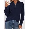 imagePRETTYGARDEN Womens Sweaters Quarter Zip Knit Long Sleeve Business Casual Pullover Tops 2026 Fall Fashion Work OutfitsNavy Blue