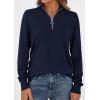 imagePRETTYGARDEN Womens Sweaters Quarter Zip Knit Long Sleeve Business Casual Pullover Tops 2026 Fall Fashion Work OutfitsNavy Blue