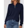 imagePRETTYGARDEN Womens Sweaters Quarter Zip Knit Long Sleeve Business Casual Pullover Tops 2026 Fall Fashion Work OutfitsNavy Blue