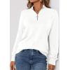 imagePRETTYGARDEN Womens Sweaters Quarter Zip Knit Long Sleeve Business Casual Pullover Tops 2026 Fall Fashion Work OutfitsWhite
