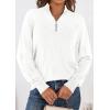 imagePRETTYGARDEN Womens Sweaters Quarter Zip Knit Long Sleeve Business Casual Pullover Tops 2026 Fall Fashion Work OutfitsWhite