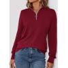 imagePRETTYGARDEN Womens Sweaters Quarter Zip Knit Long Sleeve Business Casual Pullover Tops 2026 Fall Fashion Work OutfitsWine Red