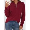 imagePRETTYGARDEN Womens Sweaters Quarter Zip Knit Long Sleeve Business Casual Pullover Tops 2026 Fall Fashion Work OutfitsWine Red