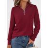 imagePRETTYGARDEN Womens Sweaters Quarter Zip Knit Long Sleeve Business Casual Pullover Tops 2026 Fall Fashion Work OutfitsWine Red