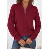 imagePRETTYGARDEN Womens Sweaters Quarter Zip Knit Long Sleeve Business Casual Pullover Tops 2026 Fall Fashion Work OutfitsWine Red