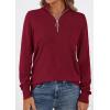 imagePRETTYGARDEN Womens Sweaters Quarter Zip Knit Long Sleeve Business Casual Pullover Tops 2026 Fall Fashion Work OutfitsWine Red