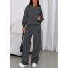 imagePRETTYGARDEN Womens Sweatsuits 2 Piece Set 2026 Casual Winter Long Sleeve Hoodie Loose Wide Leg Sweatpants Fall TracksuitDark Grey