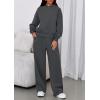 imagePRETTYGARDEN Womens Sweatsuits 2 Piece Set 2026 Casual Winter Long Sleeve Hoodie Loose Wide Leg Sweatpants Fall TracksuitDark Grey