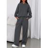 imagePRETTYGARDEN Womens Sweatsuits 2 Piece Set 2026 Casual Winter Long Sleeve Hoodie Loose Wide Leg Sweatpants Fall TracksuitDark Grey