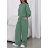 imagePRETTYGARDEN Womens Sweatsuits 2 Piece Set 2026 Casual Winter Long Sleeve Hoodie Loose Wide Leg Sweatpants Fall TracksuitGrey Green