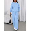 imagePRETTYGARDEN Womens Sweatsuits 2 Piece Set 2026 Casual Winter Long Sleeve Hoodie Loose Wide Leg Sweatpants Fall TracksuitLight Blue