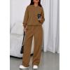 imagePRETTYGARDEN Womens Sweatsuits 2 Piece Set 2026 Casual Winter Long Sleeve Hoodie Loose Wide Leg Sweatpants Fall TracksuitLight Brown