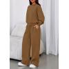 imagePRETTYGARDEN Womens Sweatsuits 2 Piece Set 2026 Casual Winter Long Sleeve Hoodie Loose Wide Leg Sweatpants Fall TracksuitLight Brown