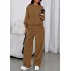 imagePRETTYGARDEN Womens Sweatsuits 2 Piece Set 2026 Casual Winter Long Sleeve Hoodie Loose Wide Leg Sweatpants Fall TracksuitLight Brown