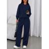 imagePRETTYGARDEN Womens Sweatsuits 2 Piece Set 2026 Casual Winter Long Sleeve Hoodie Loose Wide Leg Sweatpants Fall TracksuitNavy Blue