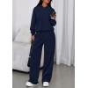 imagePRETTYGARDEN Womens Sweatsuits 2 Piece Set 2026 Casual Winter Long Sleeve Hoodie Loose Wide Leg Sweatpants Fall TracksuitNavy Blue