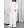 imagePRETTYGARDEN Womens Sweatsuits 2 Piece Set 2026 Casual Winter Long Sleeve Hoodie Loose Wide Leg Sweatpants Fall TracksuitWhite