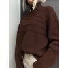 imagePRETTYGARDEN Womens Turtleneck Sweaters 2026 Fall Chunky Knit Pullover Long Sleeve Jumper Tops Trendy Winter ClothesBrown