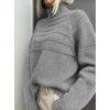 imagePRETTYGARDEN Womens Turtleneck Sweaters 2026 Fall Chunky Knit Pullover Long Sleeve Jumper Tops Trendy Winter ClothesGrey