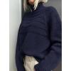 imagePRETTYGARDEN Womens Turtleneck Sweaters 2026 Fall Chunky Knit Pullover Long Sleeve Jumper Tops Trendy Winter ClothesNavy Blue