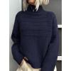 imagePRETTYGARDEN Womens Turtleneck Sweaters 2026 Fall Chunky Knit Pullover Long Sleeve Jumper Tops Trendy Winter ClothesNavy Blue