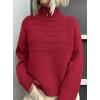 imagePRETTYGARDEN Womens Turtleneck Sweaters 2026 Fall Chunky Knit Pullover Long Sleeve Jumper Tops Trendy Winter ClothesRed